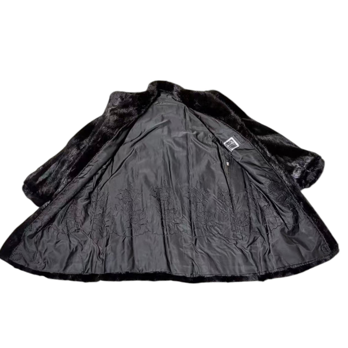 SAGA MINK REAL FUR COAT JACKET MID-LENGTH BLACK FROM JAPAN