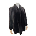 SAGA MINK REAL FUR COAT JACKET MID-LENGTH BLACK SIZE M FROM JAPAN