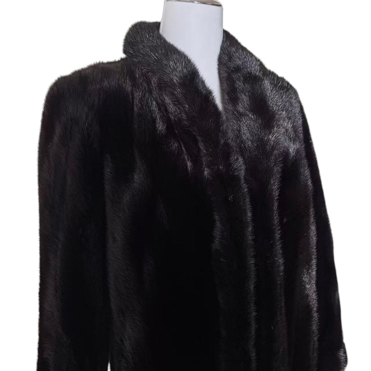 SAGA MINK REAL FUR COAT JACKET MID-LENGTH BLACK SIZE M FROM JAPAN