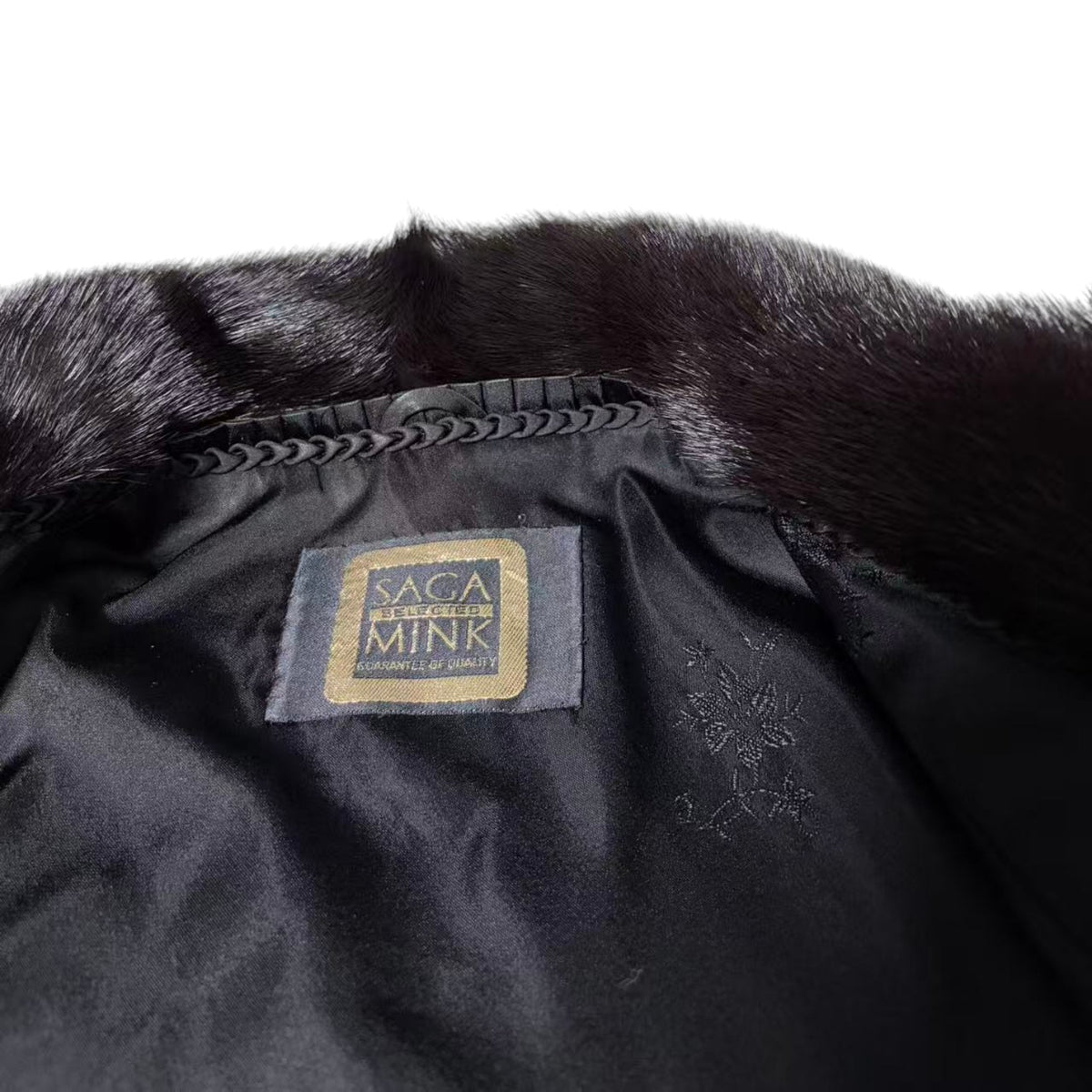 SAGA MINK REAL FUR COAT JACKET MID-LENGTH BLACK SIZE M FROM JAPAN