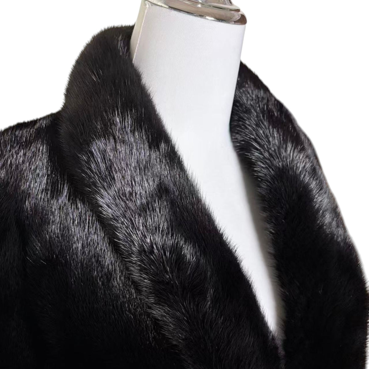 SAGA MINK REAL FUR COAT JACKET SHORT SHAWL COLLAR BLACK SIZE 11 M JAPAN