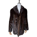 REAL MINK FUR COAT JACKET MID-LENGTH SHAWL COLLAR DARK BROWN FROM JAPAN