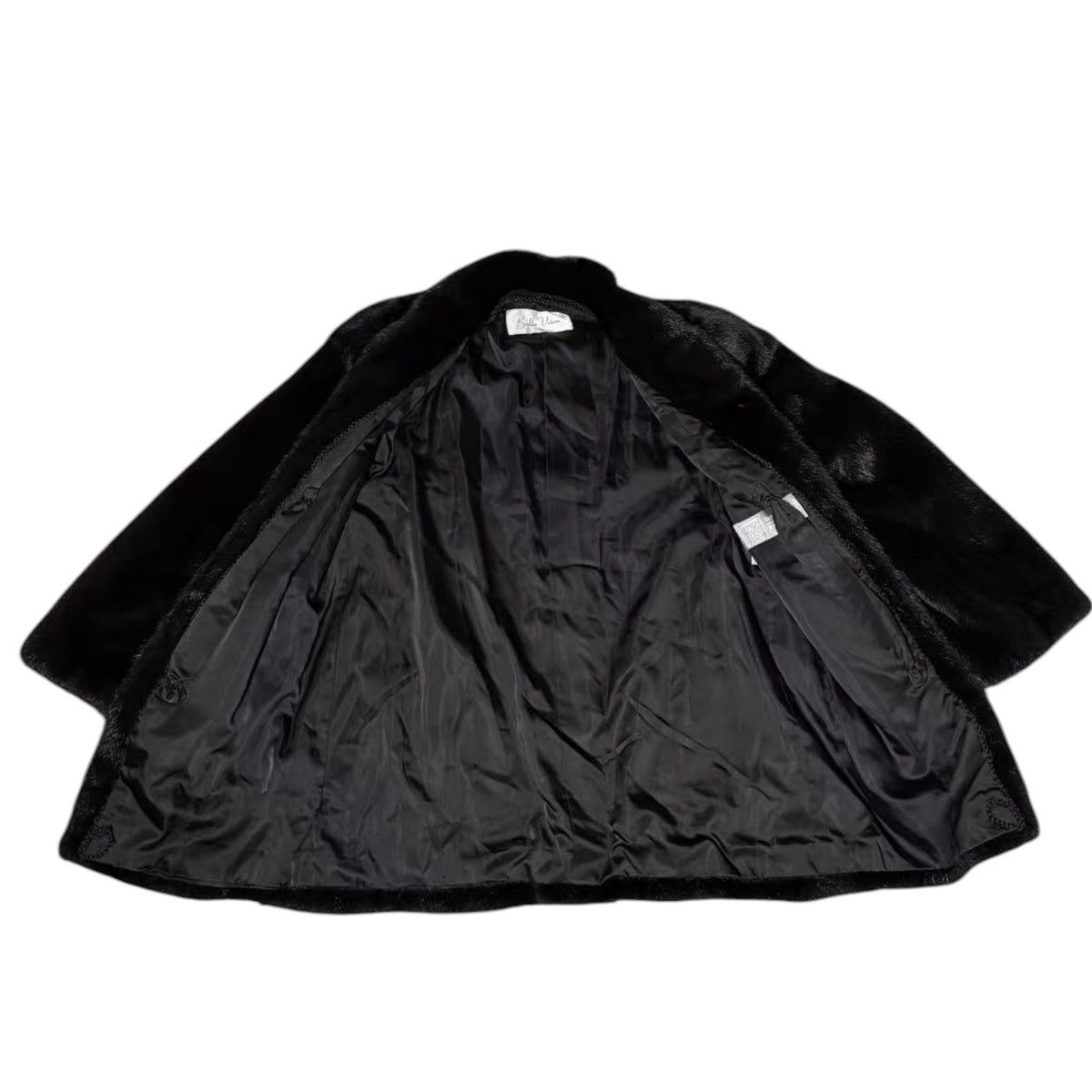 SAGA MINK SUPERB QUALITY REAL FUR COAT JACKET SHAWL COLLAR BLACK JAPAN