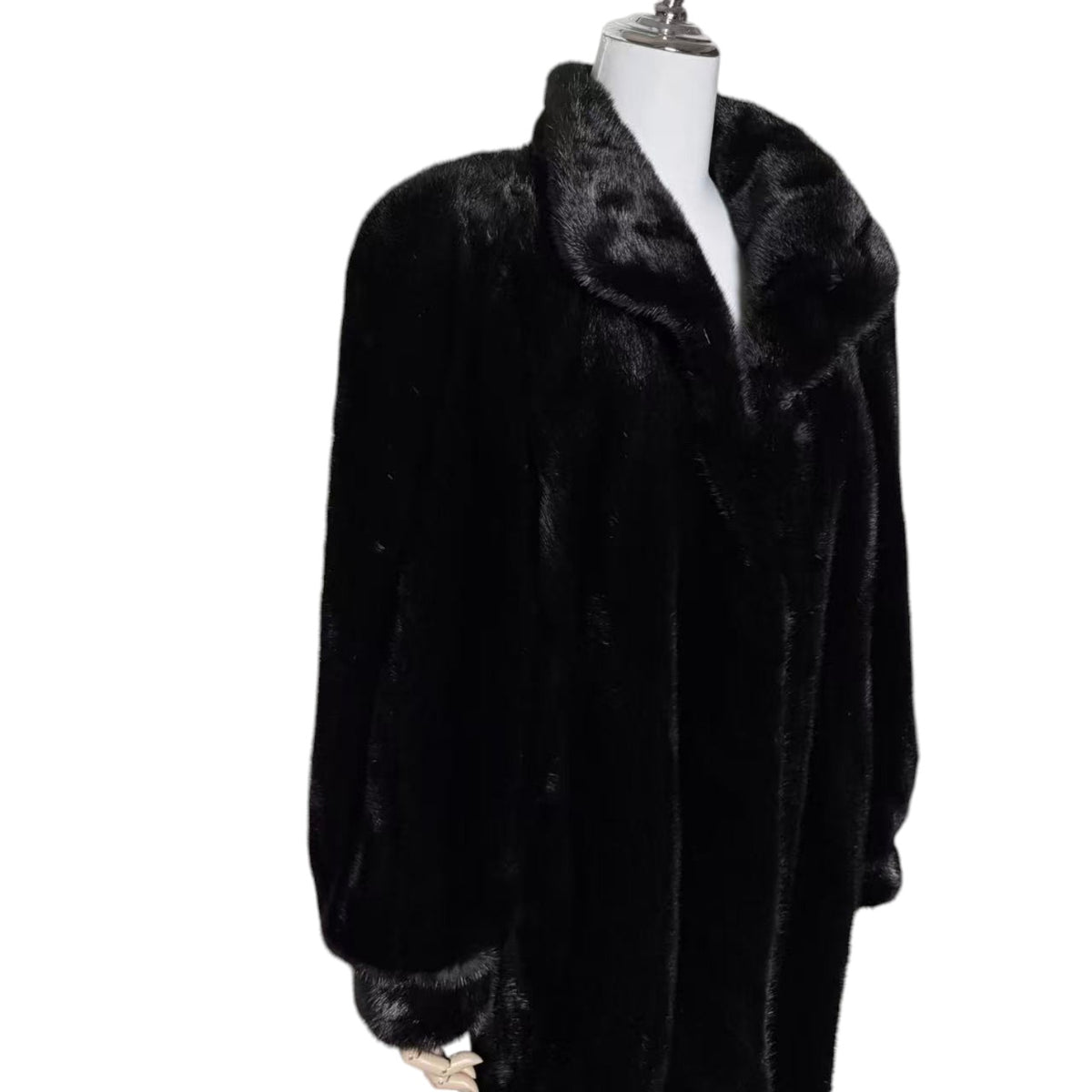 SAGA MINK SUPERB QUALITY REAL FUR COAT JACKET MID-LENGTH BLACK SIZE XL JAPAN