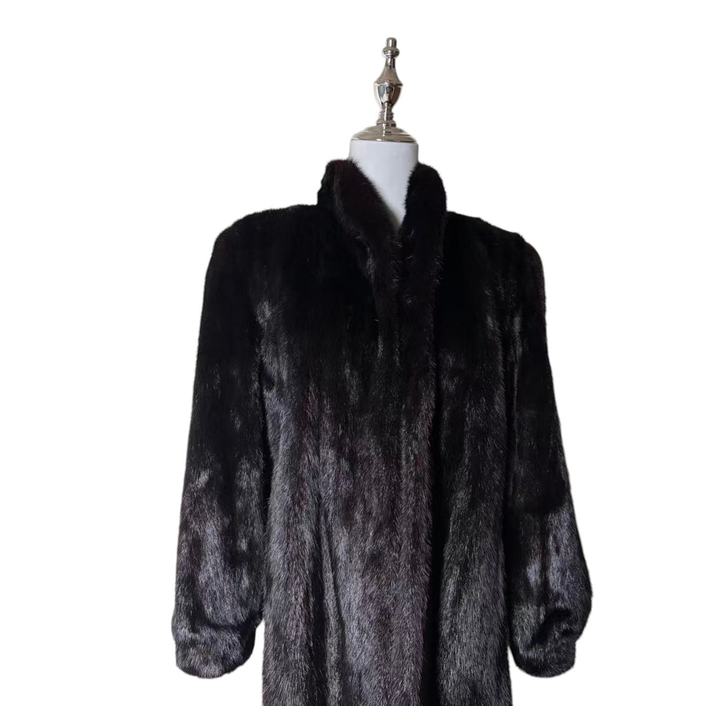 SAGA MINK SUPERB QUALITY REAL FUR COAT JACKET MID-LENGTH BLACK FROM JAPAN