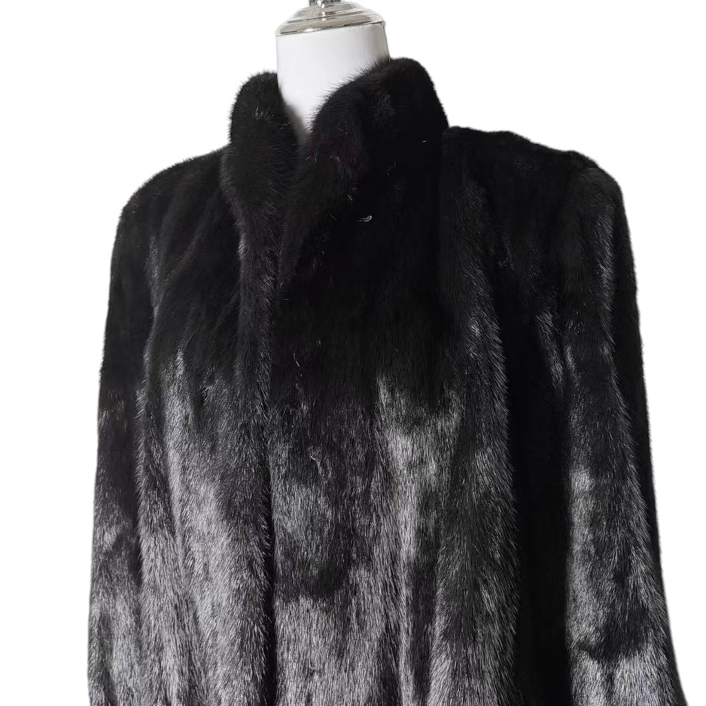 SAGA MINK SUPERB QUALITY REAL FUR COAT JACKET MID-LENGTH BLACK FROM JAPAN