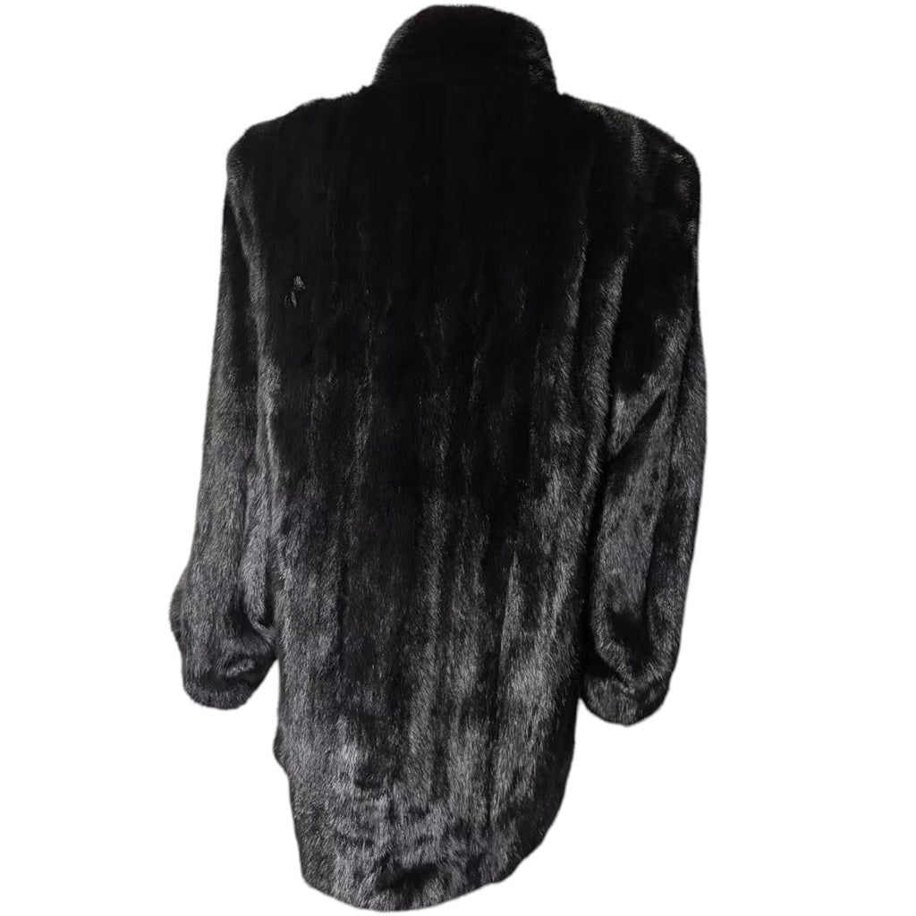 SAGA MINK SUPERB QUALITY REAL FUR COAT JACKET MID-LENGTH BLACK FROM JAPAN