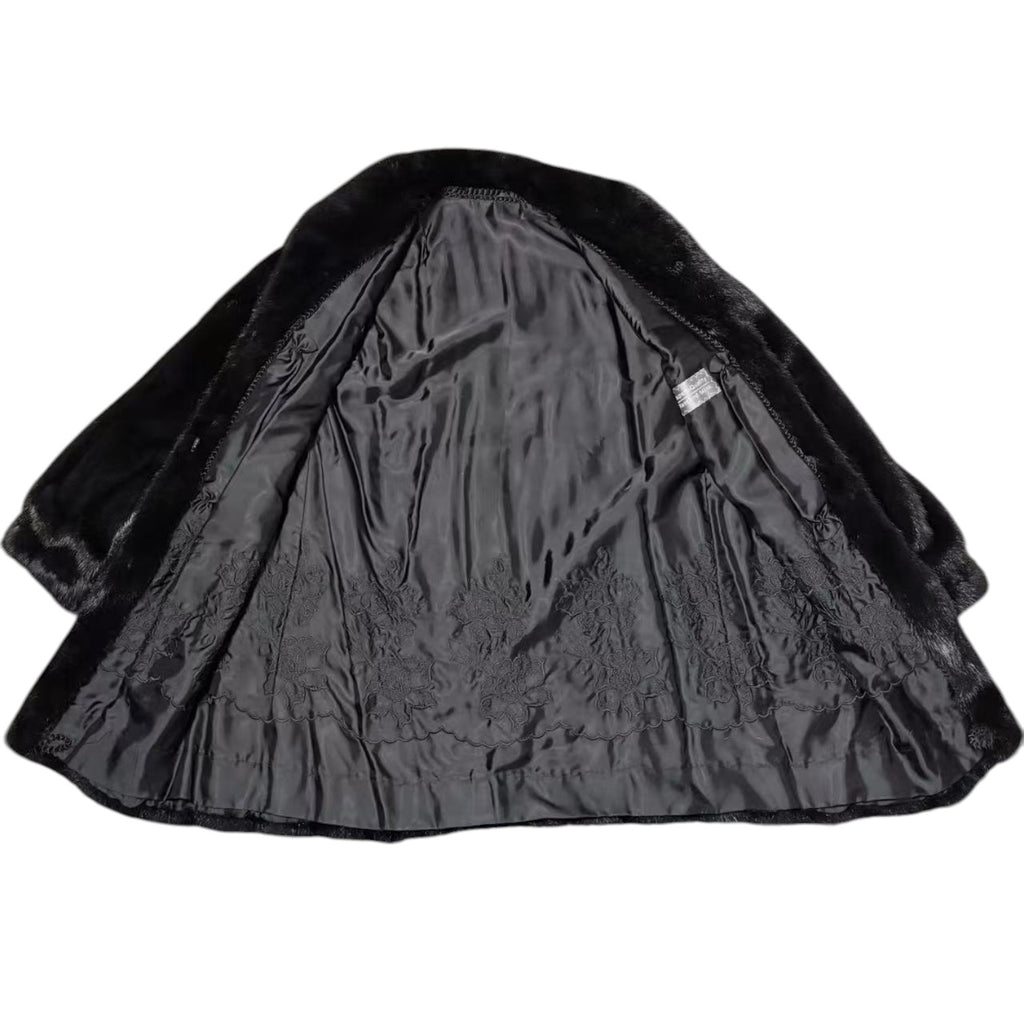 SAGA MINK SUPERB QUALITY REAL FUR COAT JACKET MID-LENGTH BLACK FROM JAPAN