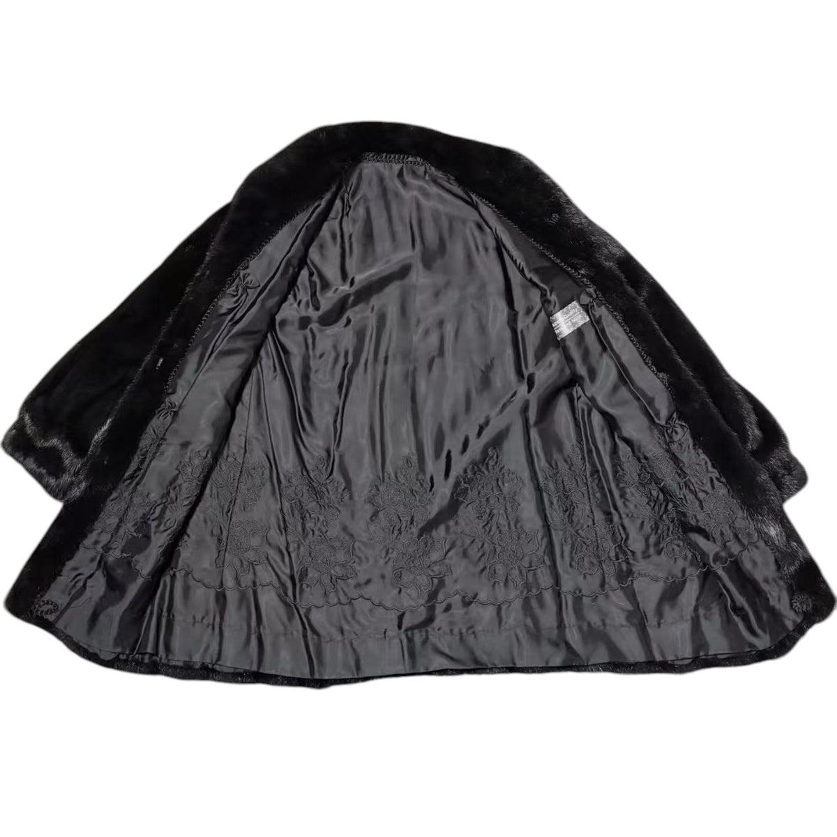 SAGA MINK SUPERB QUALITY REAL FUR COAT JACKET MID-LENGTH BLACK FROM JAPAN