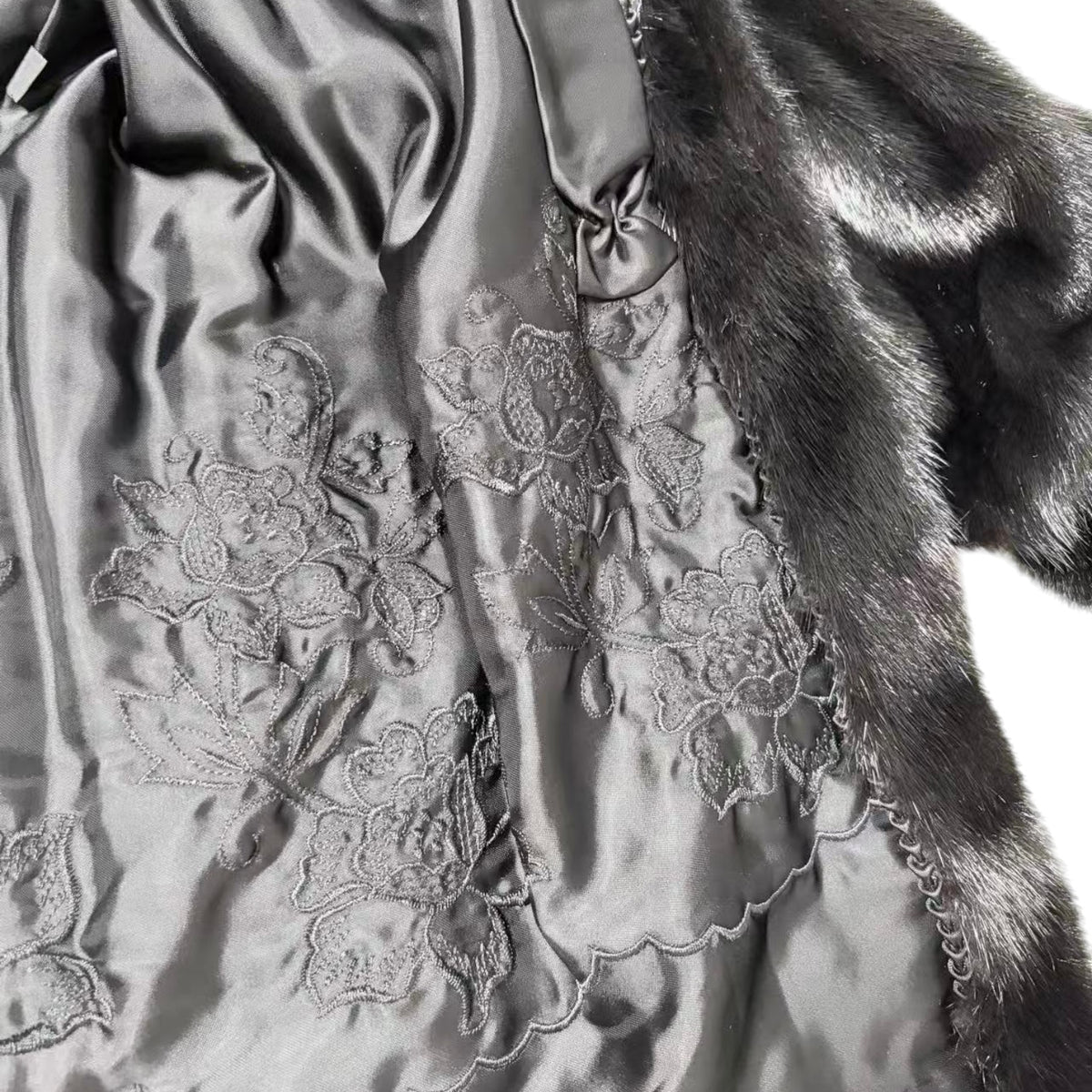 SAGA MINK SUPERB QUALITY REAL FUR COAT JACKET MID-LENGTH BLACK FROM JAPAN