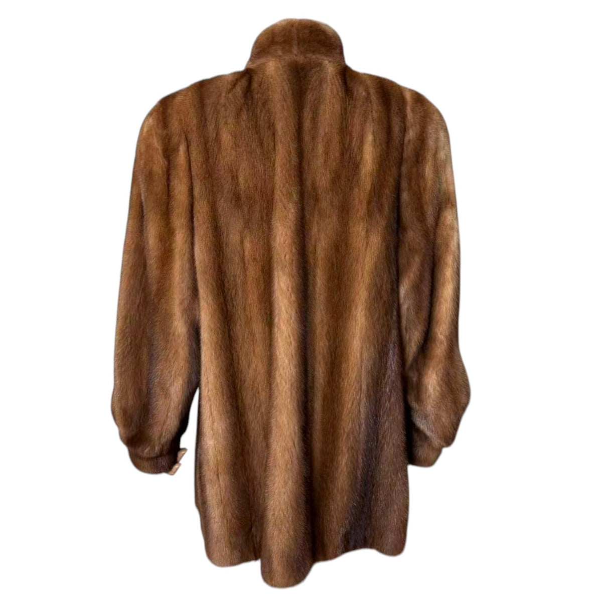 PASTEL MINK REAL FUR MID-LENGTH COAT JACKET SHAWL COLLAR SIZE L JAPAN
