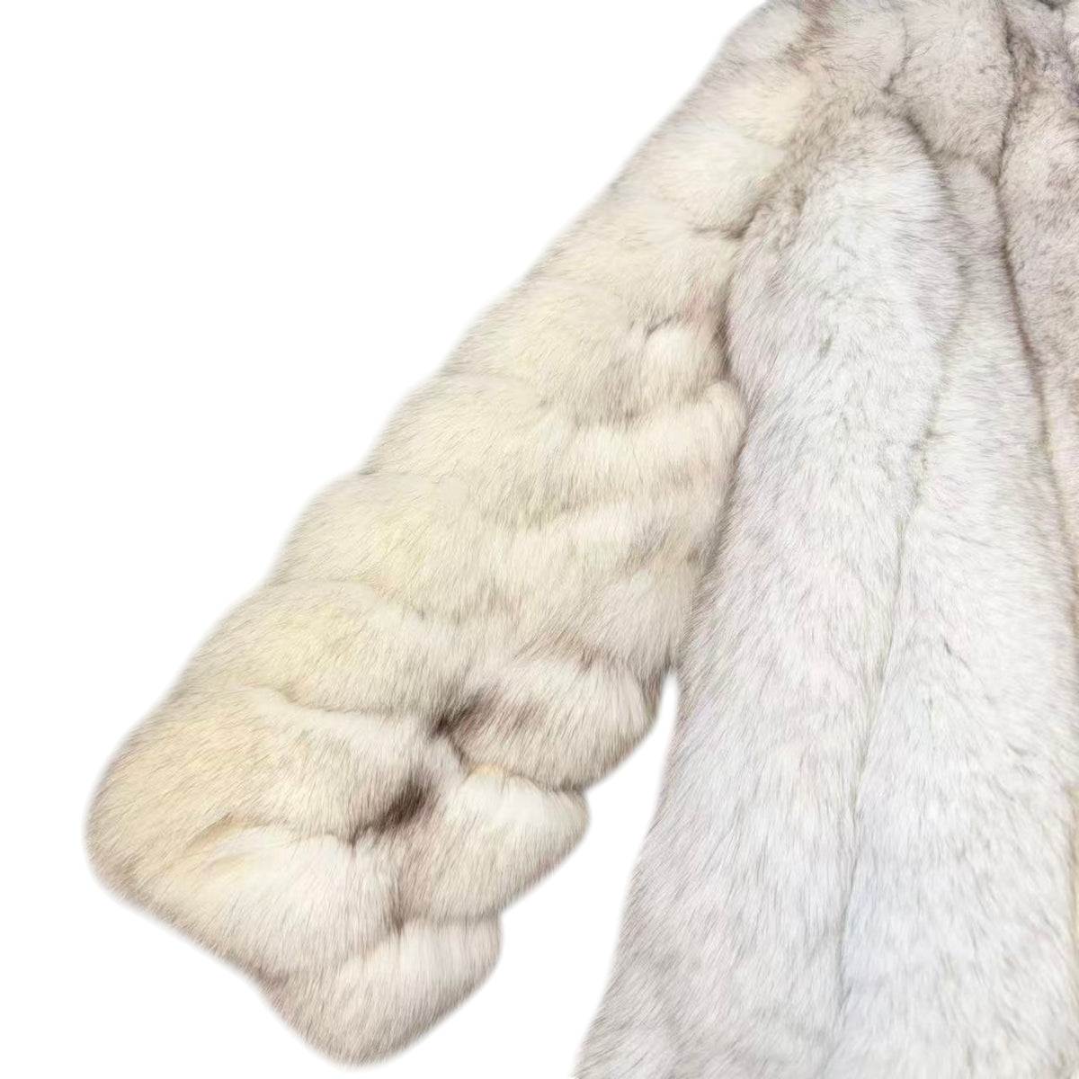 REAL WHITE FOX FUR COAT MID-LENGTH JACKET SPIRAL SLEEVE AUSTRALIA VINTAGE