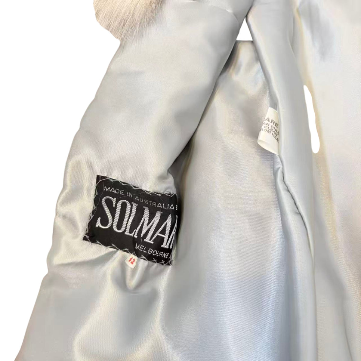 REAL WHITE FOX FUR COAT MID-LENGTH JACKET SPIRAL SLEEVE AUSTRALIA VINTAGE
