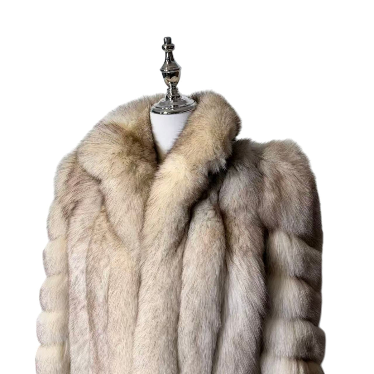 REAL WHITE FOX FUR COAT MID-LENGTH JACKET SPIRAL SLEEVE AUSTRALIA VINTAGE