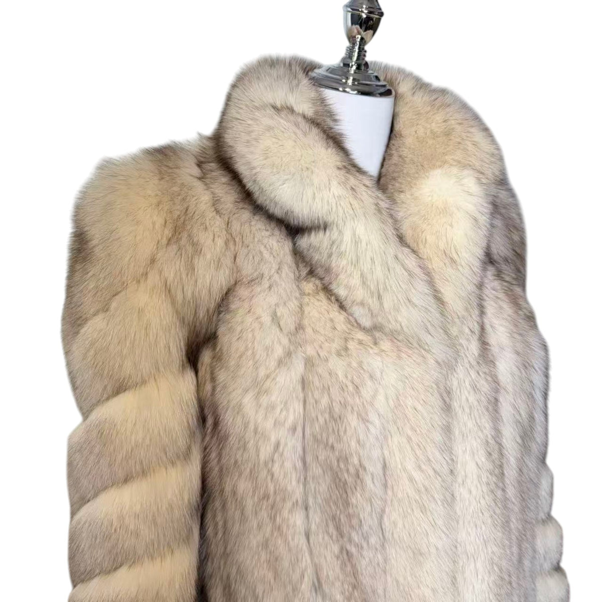 REAL WHITE FOX FUR COAT MID-LENGTH JACKET SPIRAL SLEEVE AUSTRALIA VINTAGE