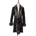 26-238 LEE & TAILOR MOUTON SHEEPSKIN FUR LONG COAT JACKET BELTED BLACK SIZE M JAPAN