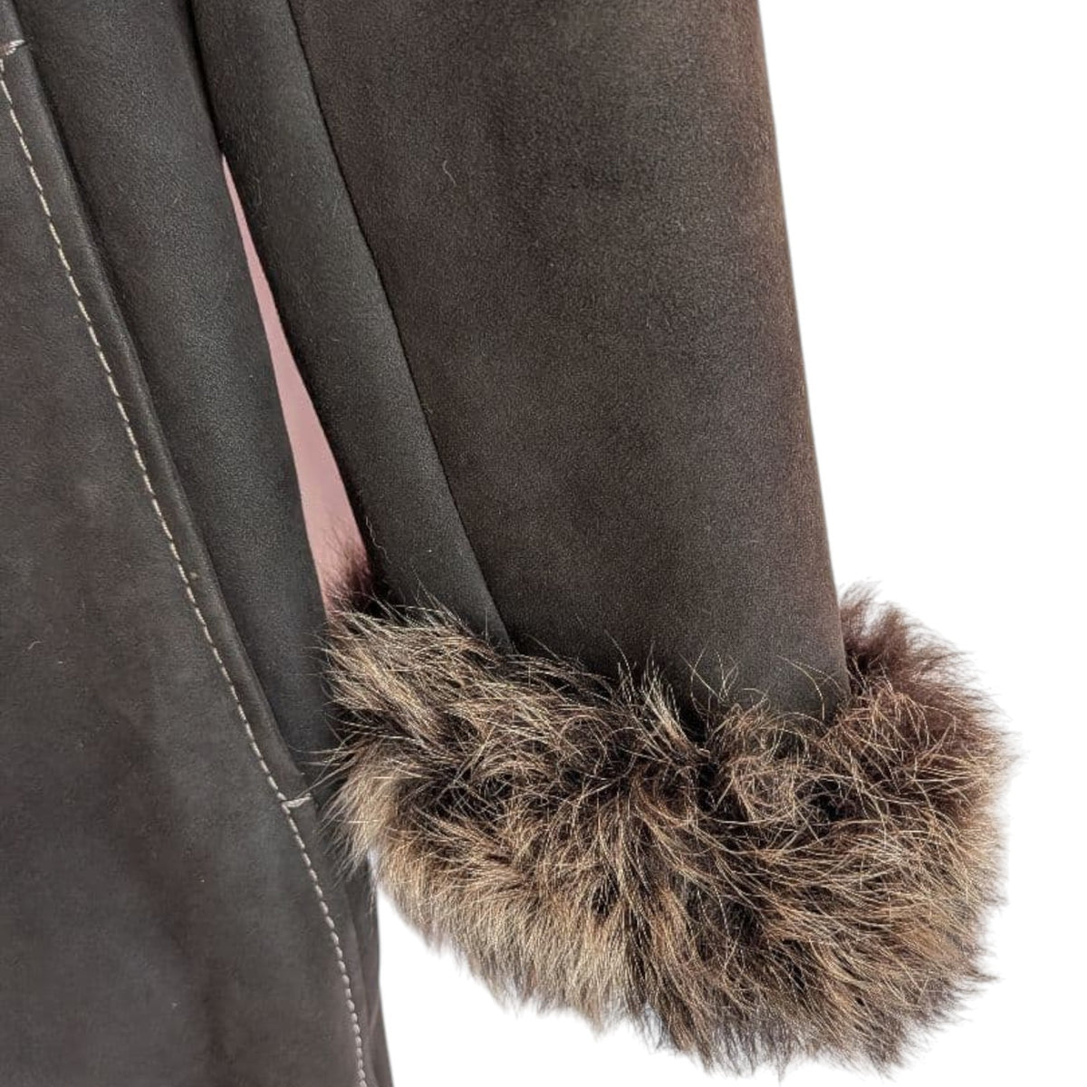 26-238 LEE & TAILOR MOUTON SHEEPSKIN FUR LONG COAT JACKET BELTED BLACK SIZE M JAPAN