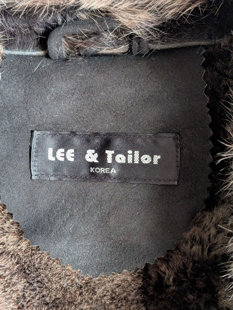 26-238 LEE & TAILOR MOUTON SHEEPSKIN FUR LONG COAT JACKET BELTED BLACK SIZE M JAPAN