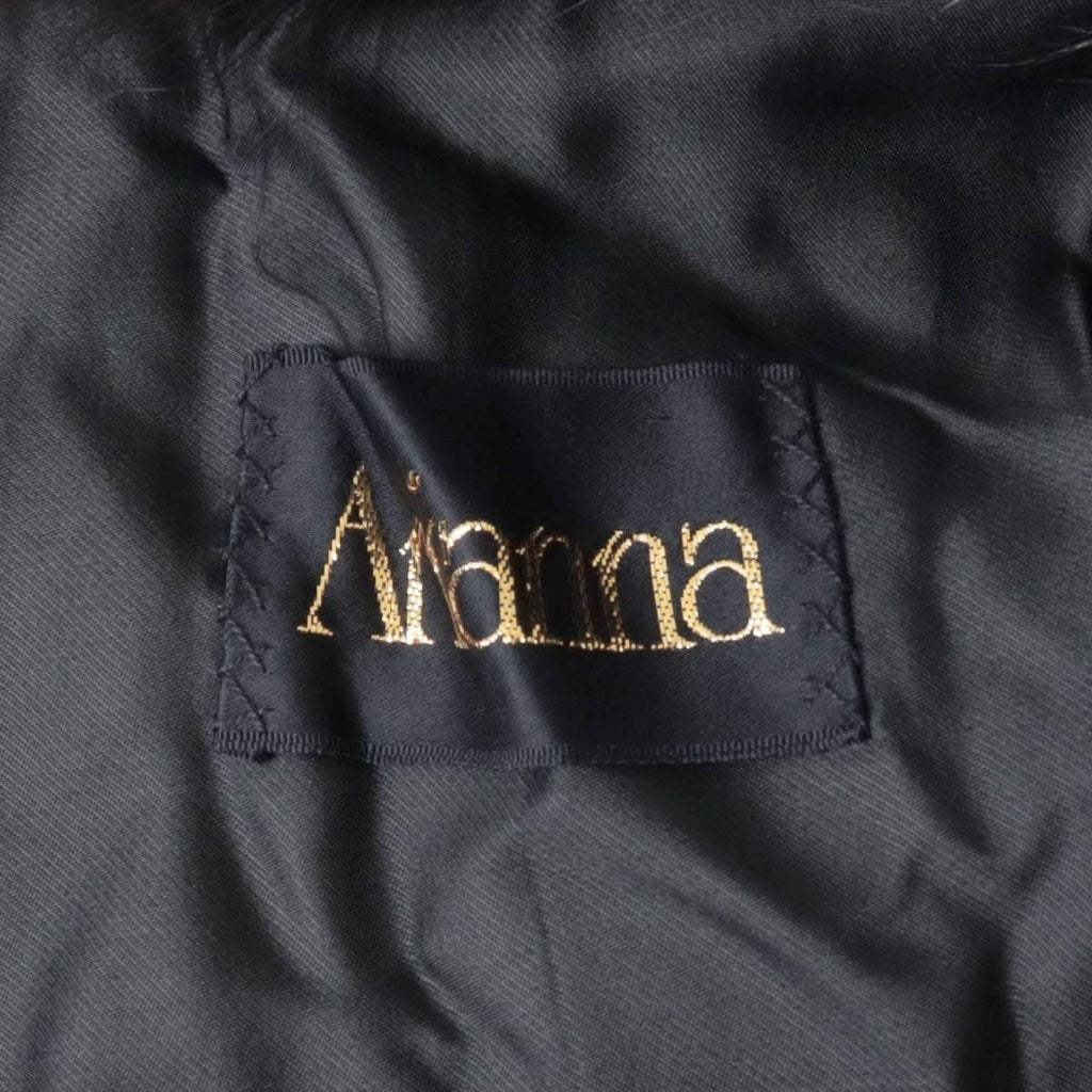26-240 ARIANNA SWAKARA KARAKUL FUR COLLAR LONG COAT OVERCOAT BLACK SIZE S/M JAPAN