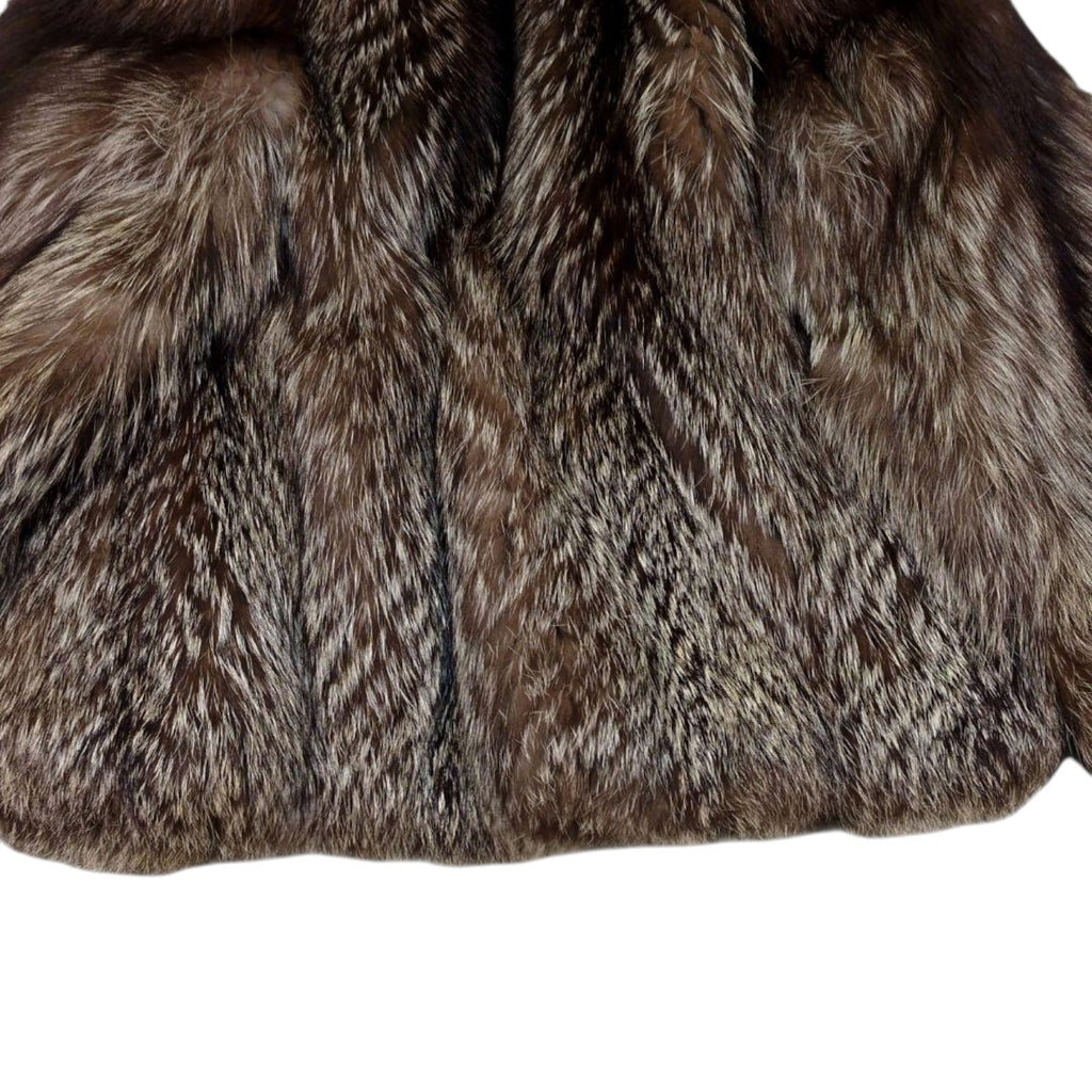 26-243 SILVER FOX REAL FUR COAT JACKET VOLUMINOUS SHORT THICK WARM SIZE M JAPAN