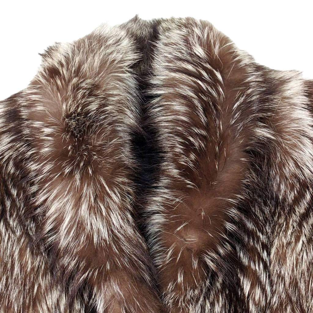 26-243 SILVER FOX REAL FUR COAT JACKET VOLUMINOUS SHORT THICK WARM SIZE M JAPAN