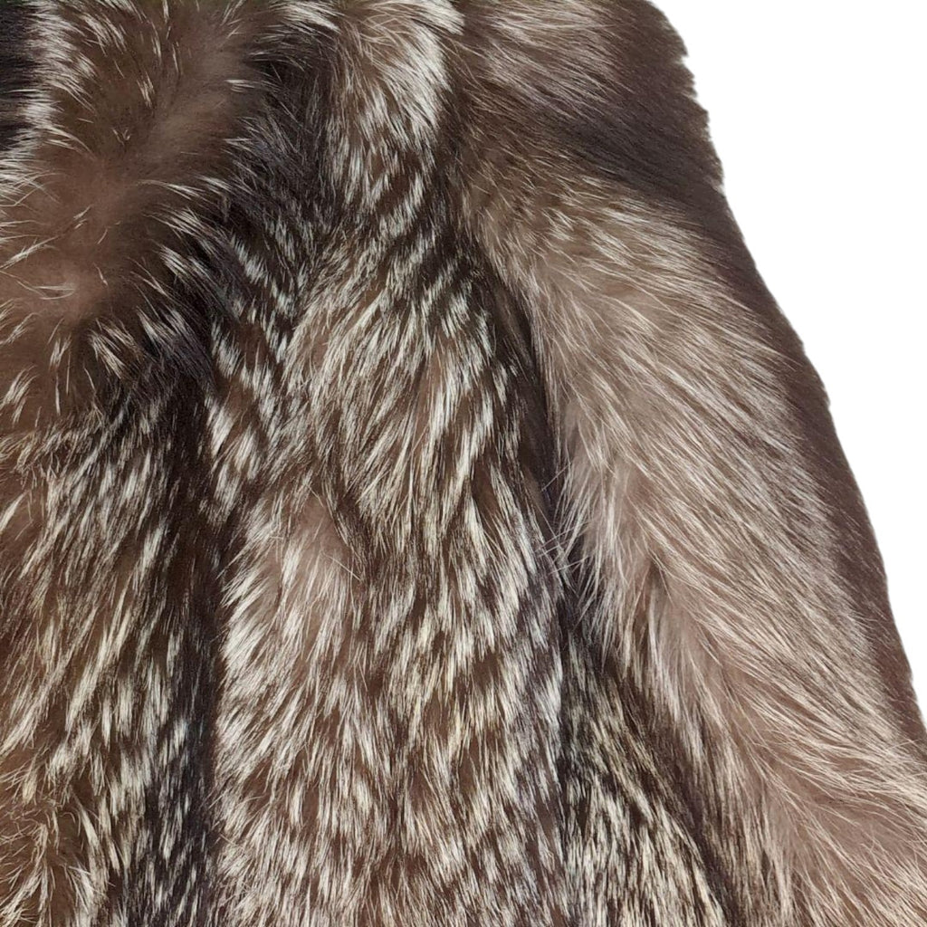 26-243 SILVER FOX REAL FUR COAT JACKET VOLUMINOUS SHORT THICK WARM SIZE M JAPAN