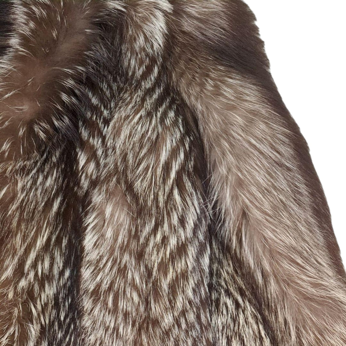 26-243 SILVER FOX REAL FUR COAT JACKET VOLUMINOUS SHORT THICK WARM SIZE M JAPAN