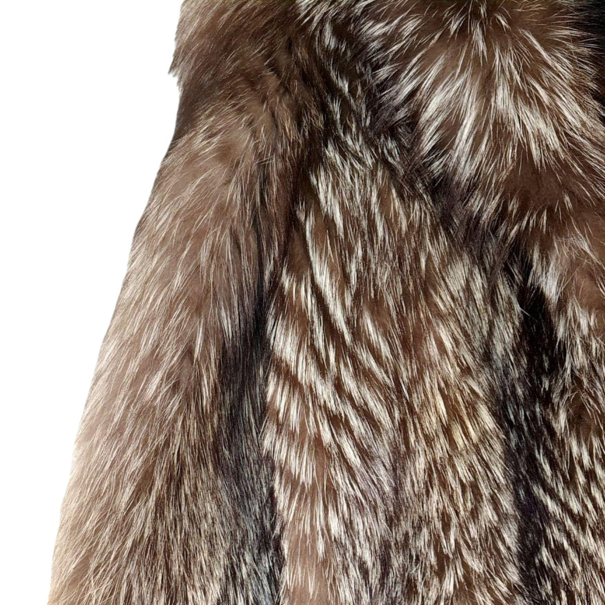 26-243 SILVER FOX REAL FUR COAT JACKET VOLUMINOUS SHORT THICK WARM SIZE M JAPAN