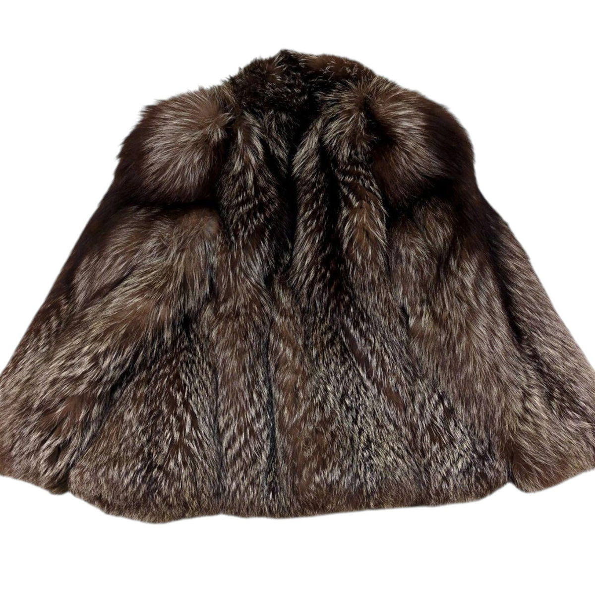 26-243 SILVER FOX REAL FUR COAT JACKET VOLUMINOUS SHORT THICK WARM SIZE M JAPAN