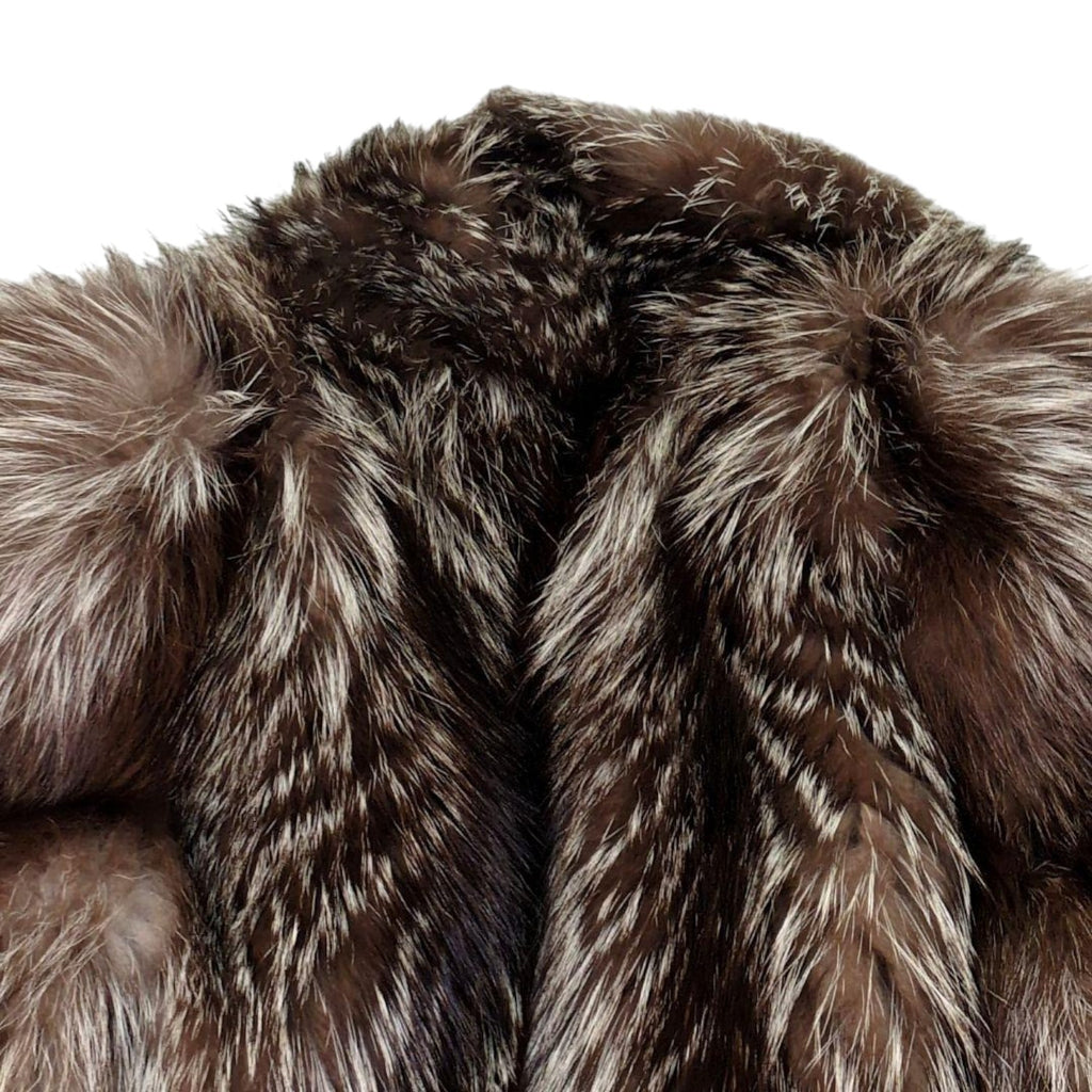 26-243 SILVER FOX REAL FUR COAT JACKET VOLUMINOUS SHORT THICK WARM SIZE M JAPAN