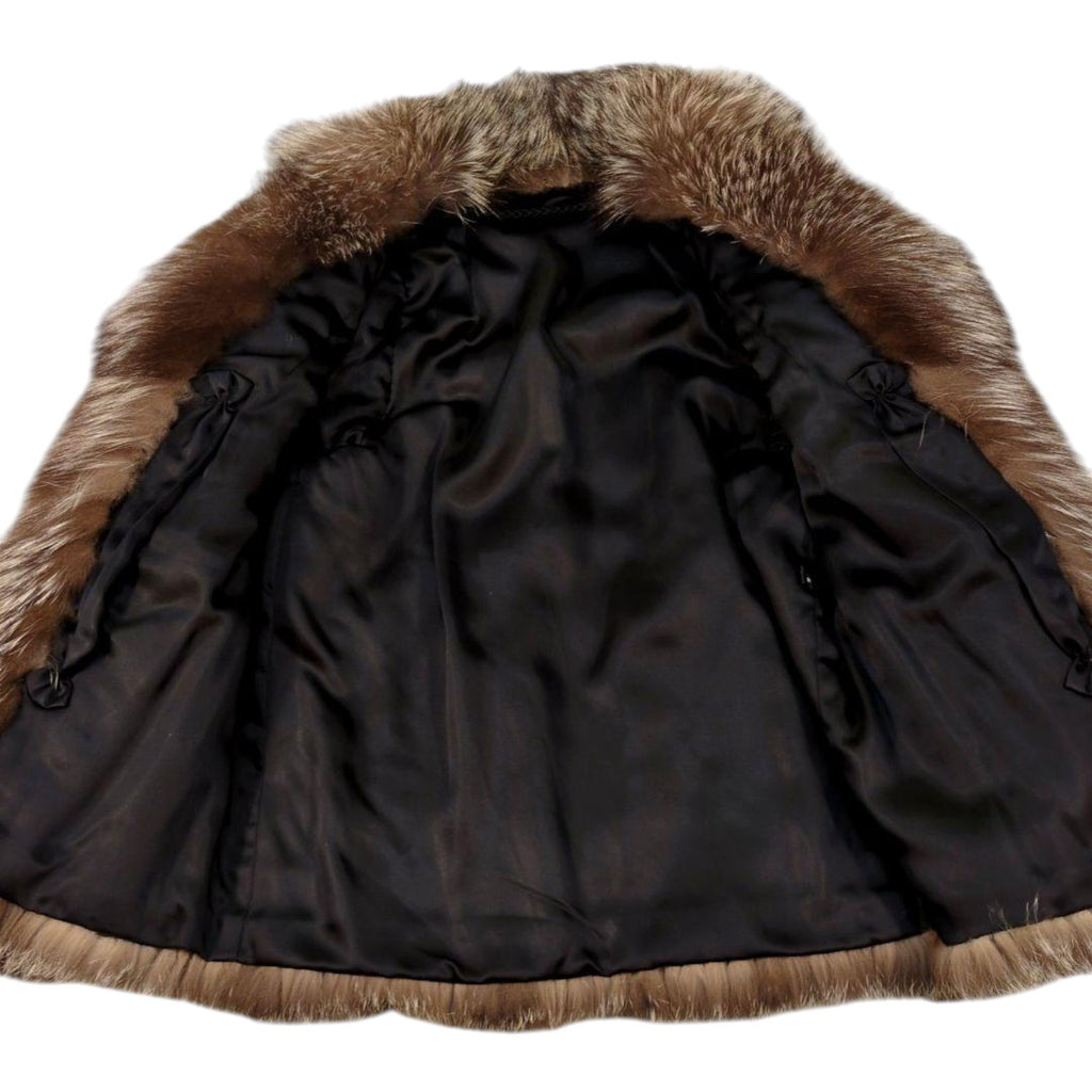 26-243 SILVER FOX REAL FUR COAT JACKET VOLUMINOUS SHORT THICK WARM SIZE M JAPAN
