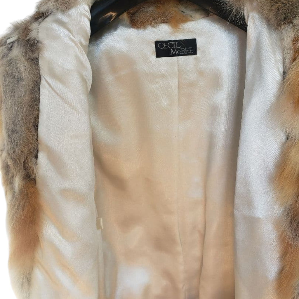26-263 CECIL MCBEE RED FOX RABBIT REAL FUR JACKET MULTI SIZE 7 S FROM JAPAN