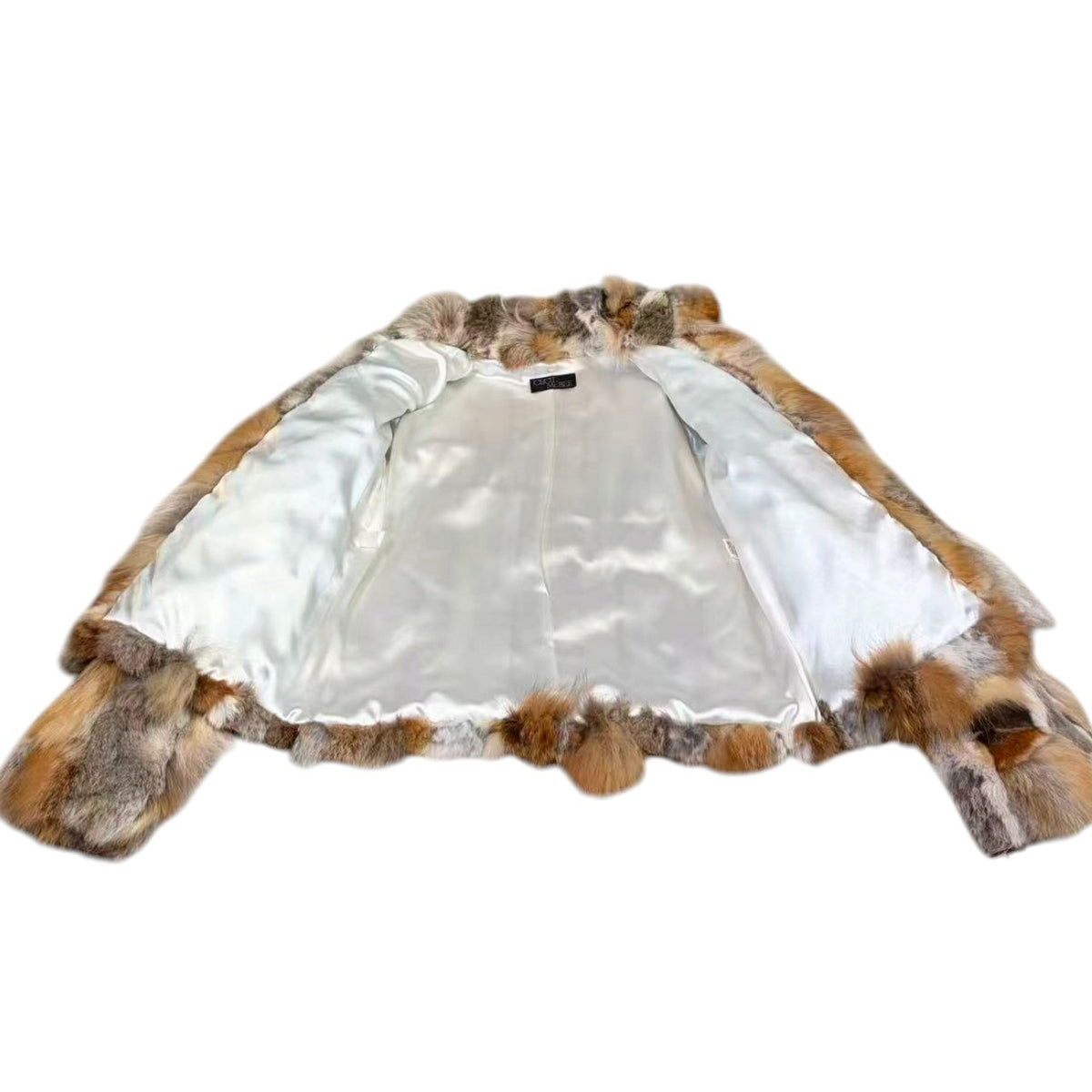 26-263 CECIL MCBEE RED FOX RABBIT REAL FUR JACKET MULTI SIZE 7 S FROM JAPAN
