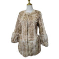 26-266 REAL FOX FUR SHEEPSKIN FAWN PRINT COAT JACKET CAMEL BEIGE SIZE S JAPAN