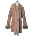TOUOU SHOUKAI MOUTON REAL FUR COAT JACKET LONG WINTER WARM SIZE M BROWN FROM JP