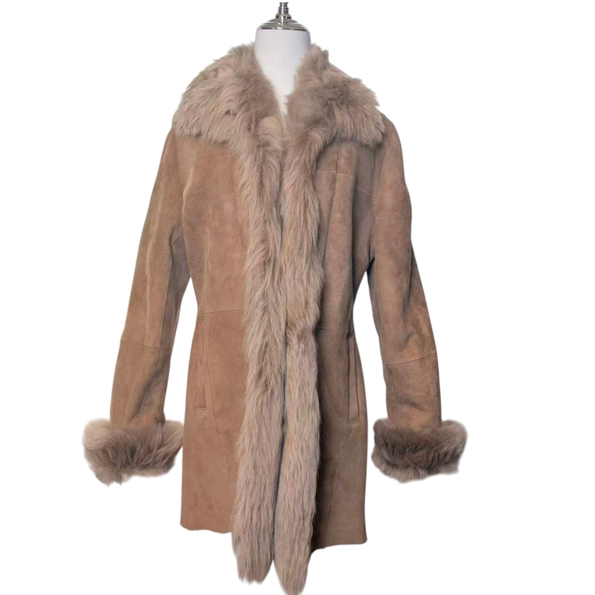 TOUOU SHOUKAI MOUTON REAL FUR COAT JACKET LONG WINTER WARM SIZE M BROWN FROM JP