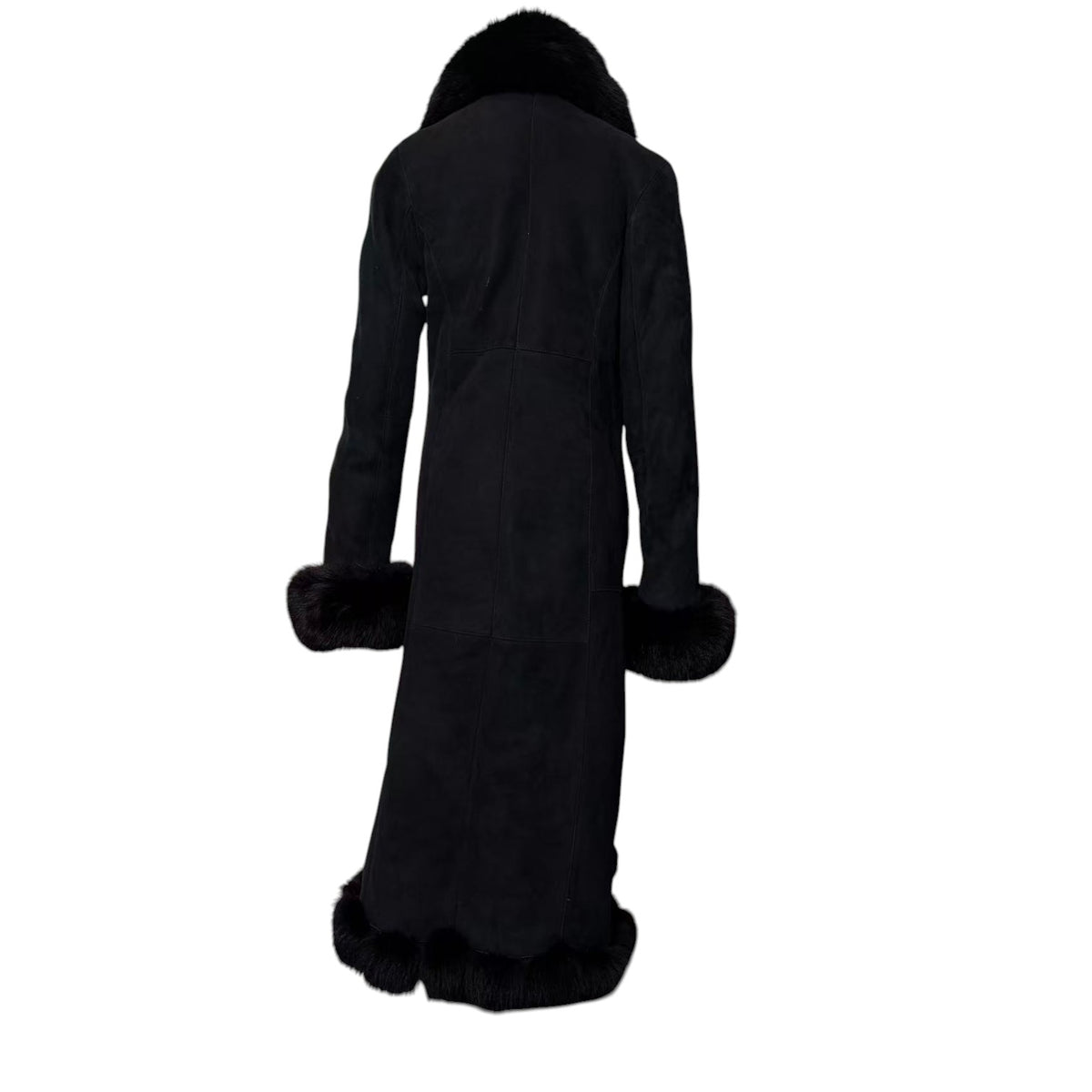 REAL SHEEPSKIN SHEARLING LONG COAT DOUBLE FACE BLACK MOUTON KOREA