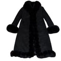 REAL SHEEPSKIN SHEARLING LONG COAT DOUBLE FACE BLACK MOUTON KOREA