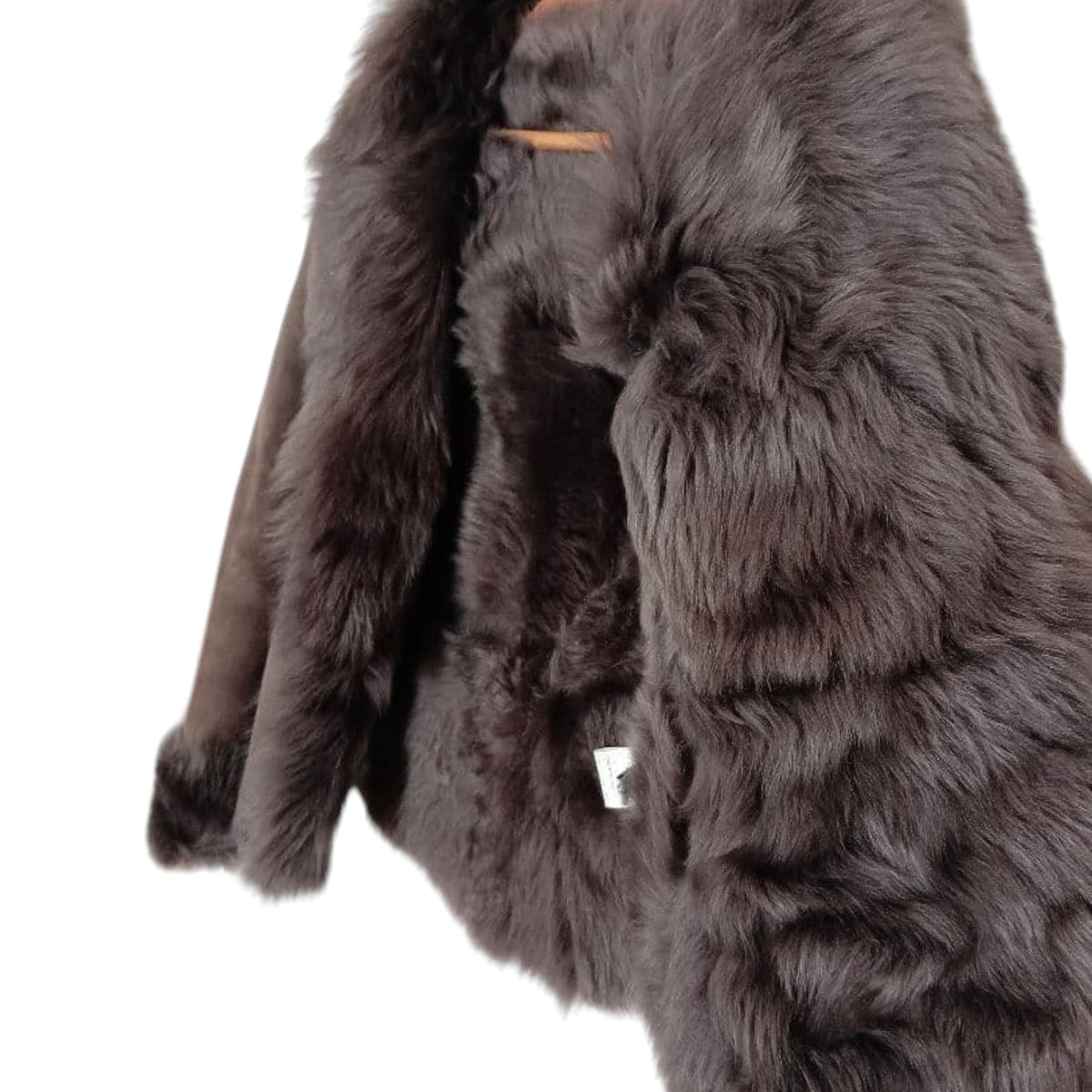 26-292 REAL MOUTON SHEARLING FUR TRIM JACKET COAT BROWN WINTER WARM M FROM JAPAN