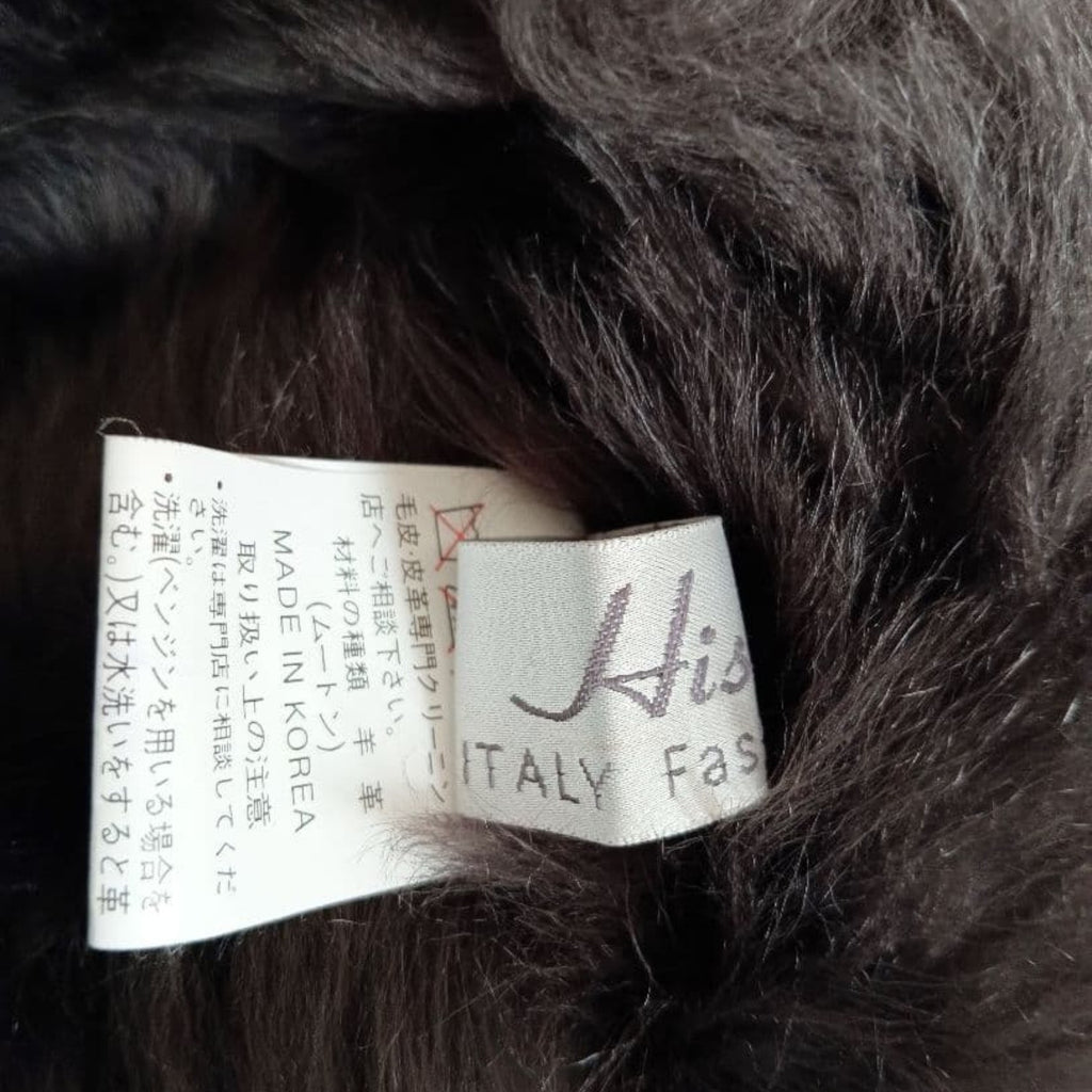 26-292 REAL MOUTON SHEARLING FUR TRIM JACKET COAT BROWN WINTER WARM M FROM JAPAN