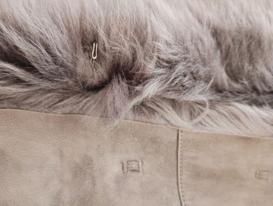 26-292 REAL MOUTON SHEARLING FUR TRIM JACKET COAT BROWN WINTER WARM M FROM JAPAN