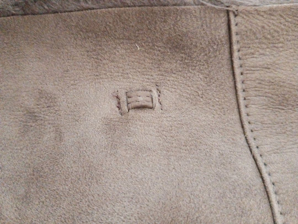 26-292 REAL MOUTON SHEARLING FUR TRIM JACKET COAT BROWN WINTER WARM M FROM JAPAN