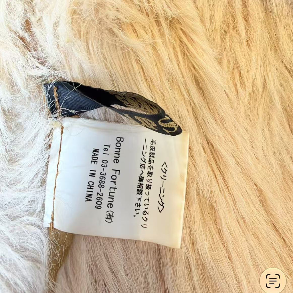 LIP SERVICE REAL GOAT LEATHER FUR LONG COAT BEIGE SIZE S - 26-296 image 10
