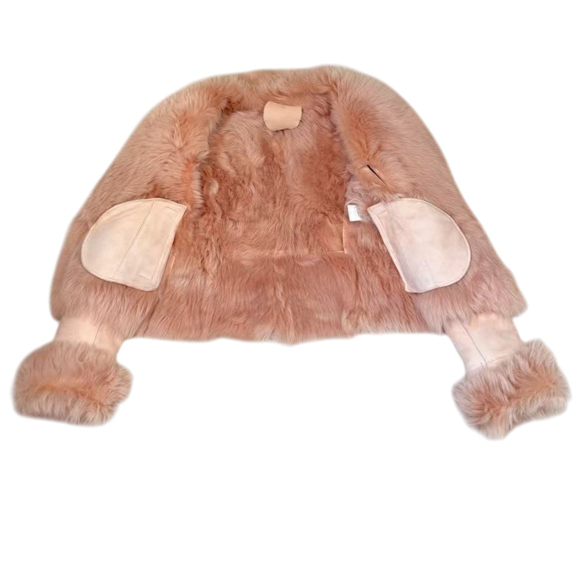 Y2K VINTAGE LAMB SHEARLING MOUTON FUR SHORT JACKET BEIGE M FROM JAPAN - 26-297 image 7