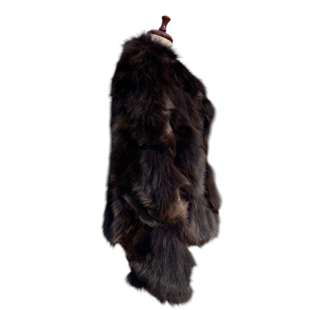 BROWN FOX REAL FUR COAT CROPPED SHORT JACKET VOLUMINOUS SIZE L JAPAN - 26-298 image 12