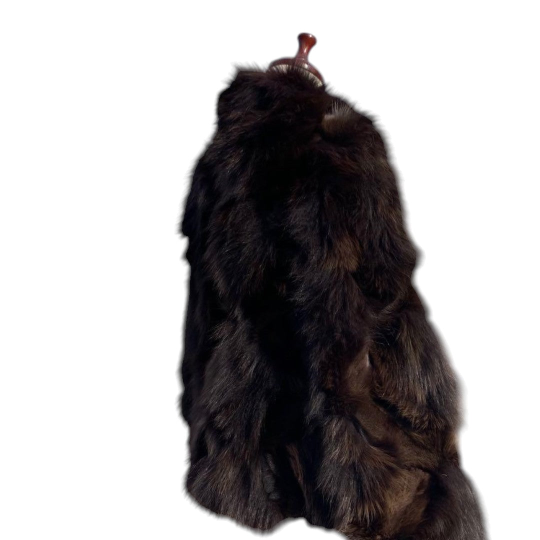 BROWN FOX REAL FUR COAT CROPPED SHORT JACKET VOLUMINOUS SIZE L JAPAN - 26-298 image 13
