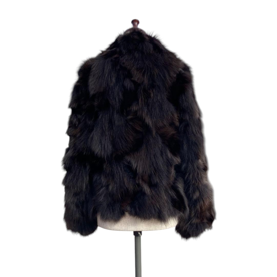 BROWN FOX REAL FUR COAT CROPPED SHORT JACKET VOLUMINOUS SIZE L JAPAN - 26-298 image 14