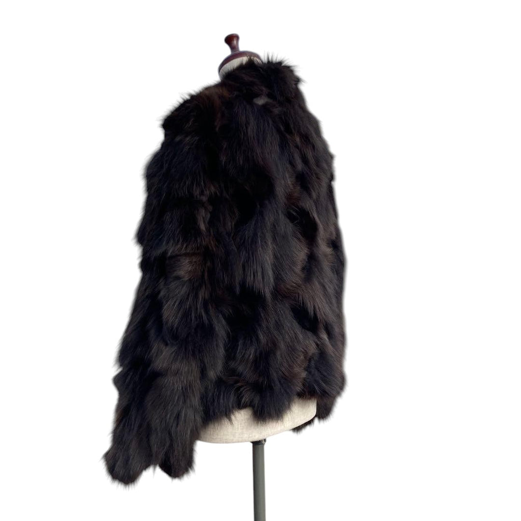 BROWN FOX REAL FUR COAT CROPPED SHORT JACKET VOLUMINOUS SIZE L JAPAN - 26-298 image 15
