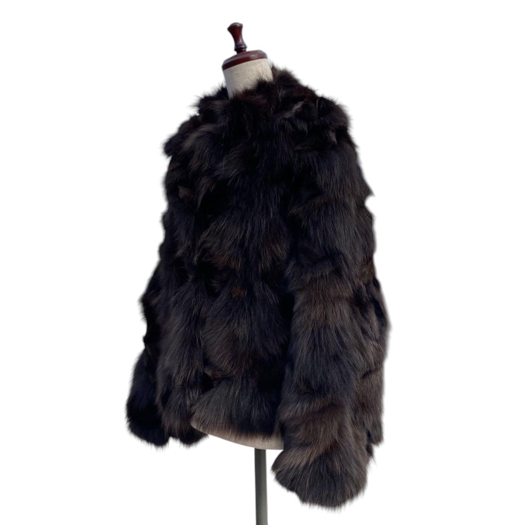 BROWN FOX REAL FUR COAT CROPPED SHORT JACKET VOLUMINOUS SIZE L JAPAN - 26-298 image 16