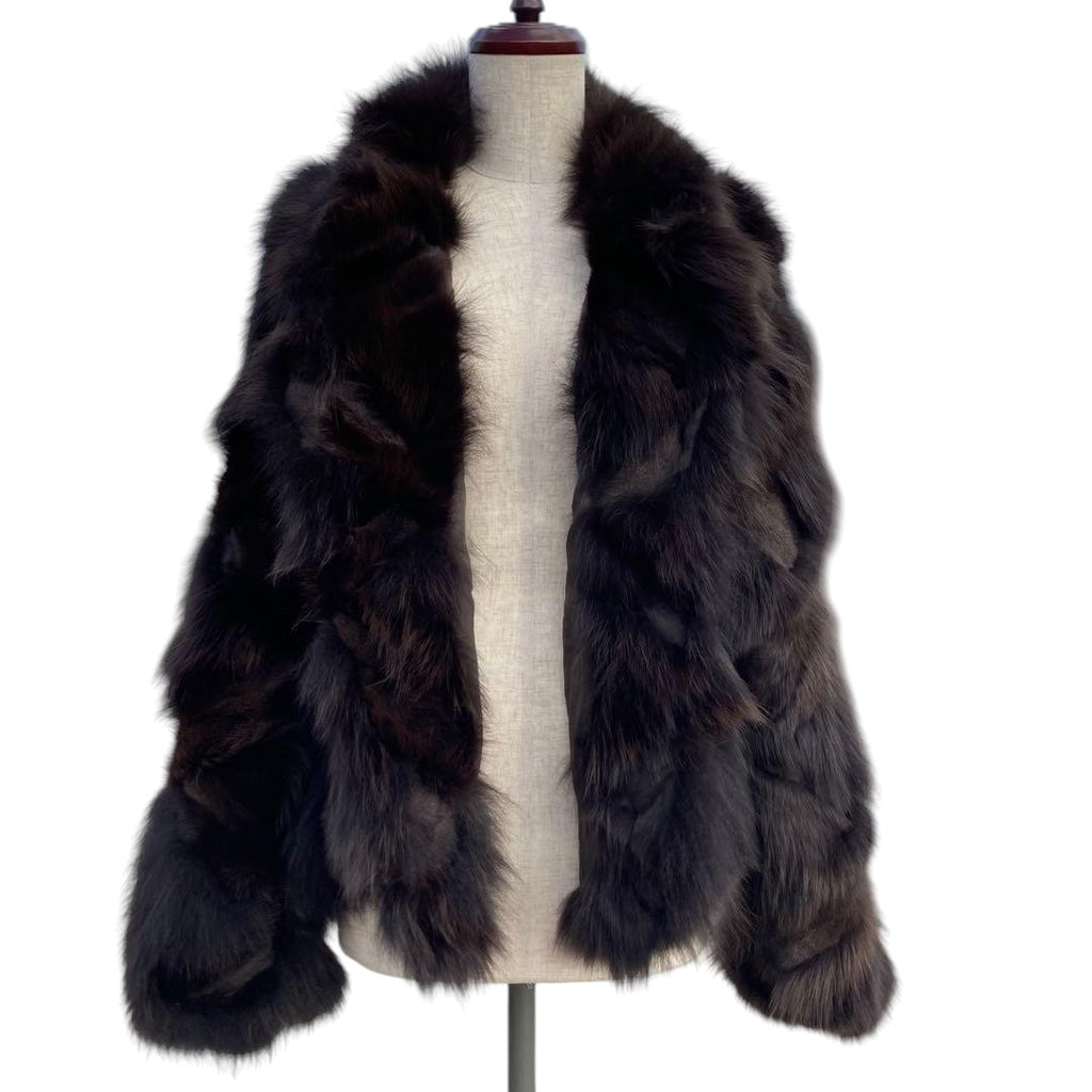 BROWN FOX REAL FUR COAT CROPPED SHORT JACKET VOLUMINOUS SIZE L JAPAN - 26-298 image 18